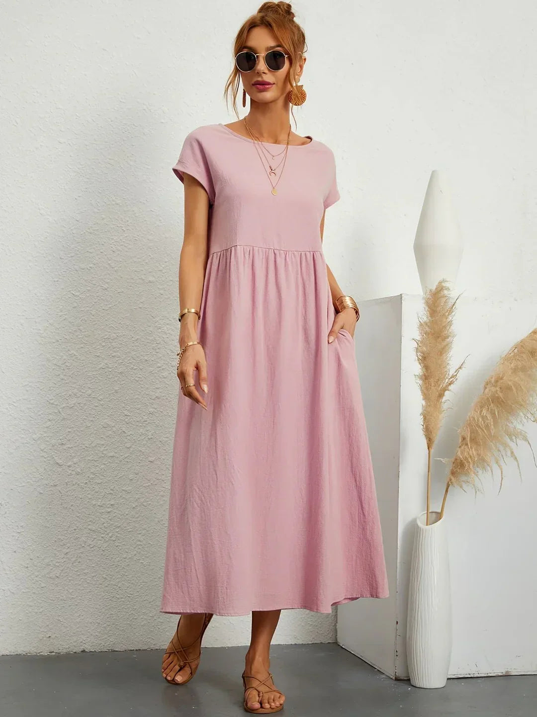 Flowy Midi Dress Timeless Elegance - Style 2