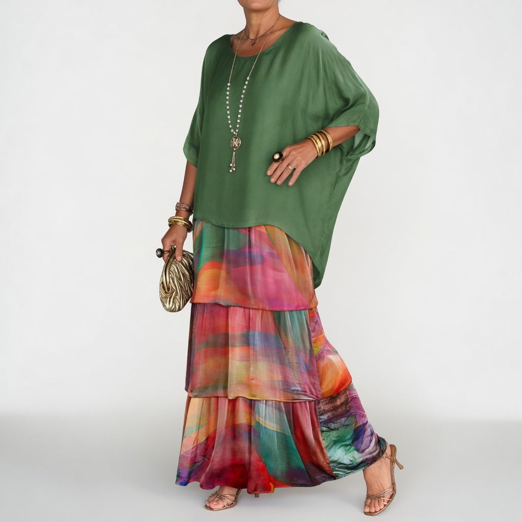 Flowy Bohemian Ruffle Maxi Dress