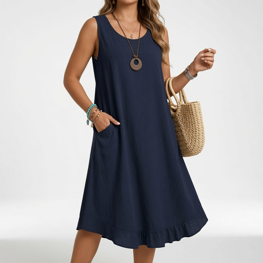 Sleeveless Flowy Dress Natural Elegance