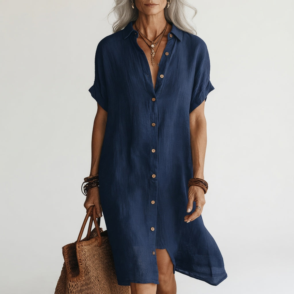 Premium Breathable Midi Shirt Dress Parisian Look