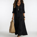 V Neck Long Sleeve Maxi Shirt Dress Timeless Elegance