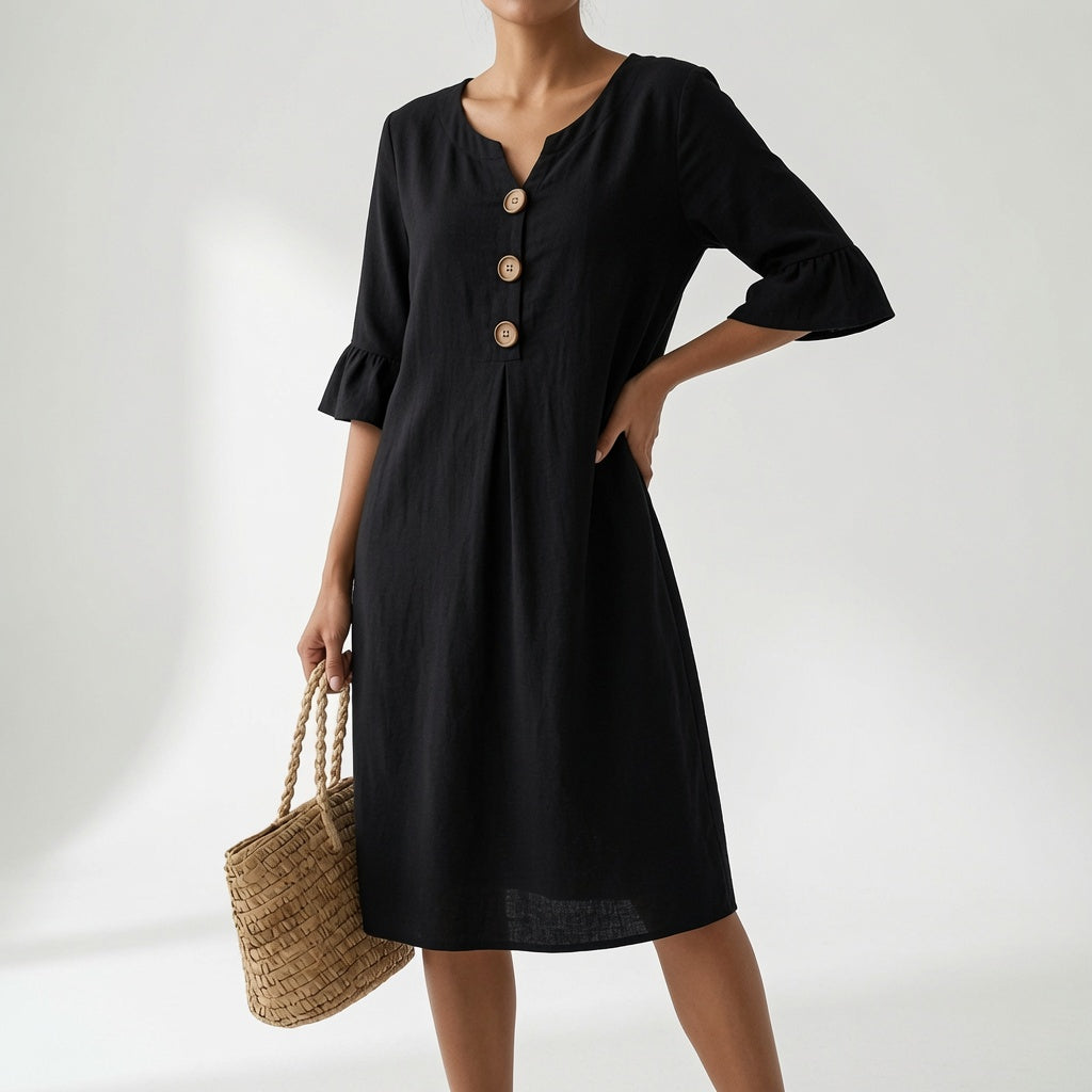Flowy Button Front Dress Summer Elegance
