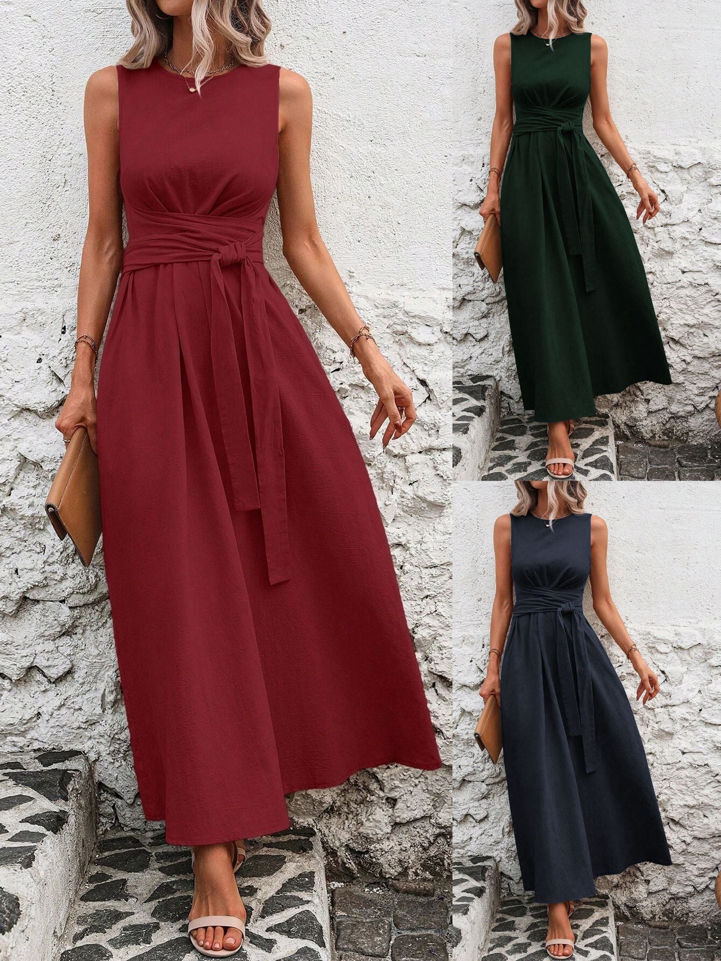 Elegant Midi Dress with Structured Waist