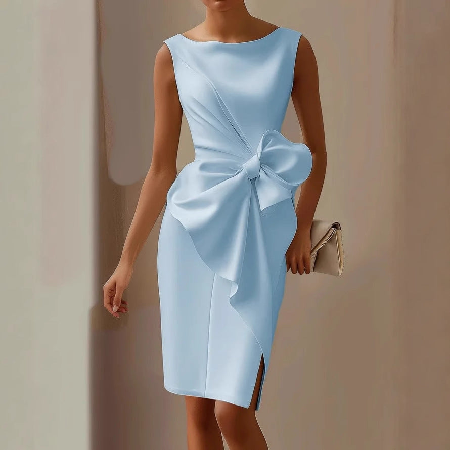 Elegant Structured Dress with Bow Detail