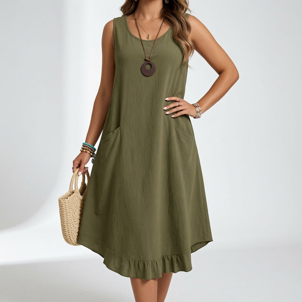 Sleeveless Flowy Dress Natural Elegance