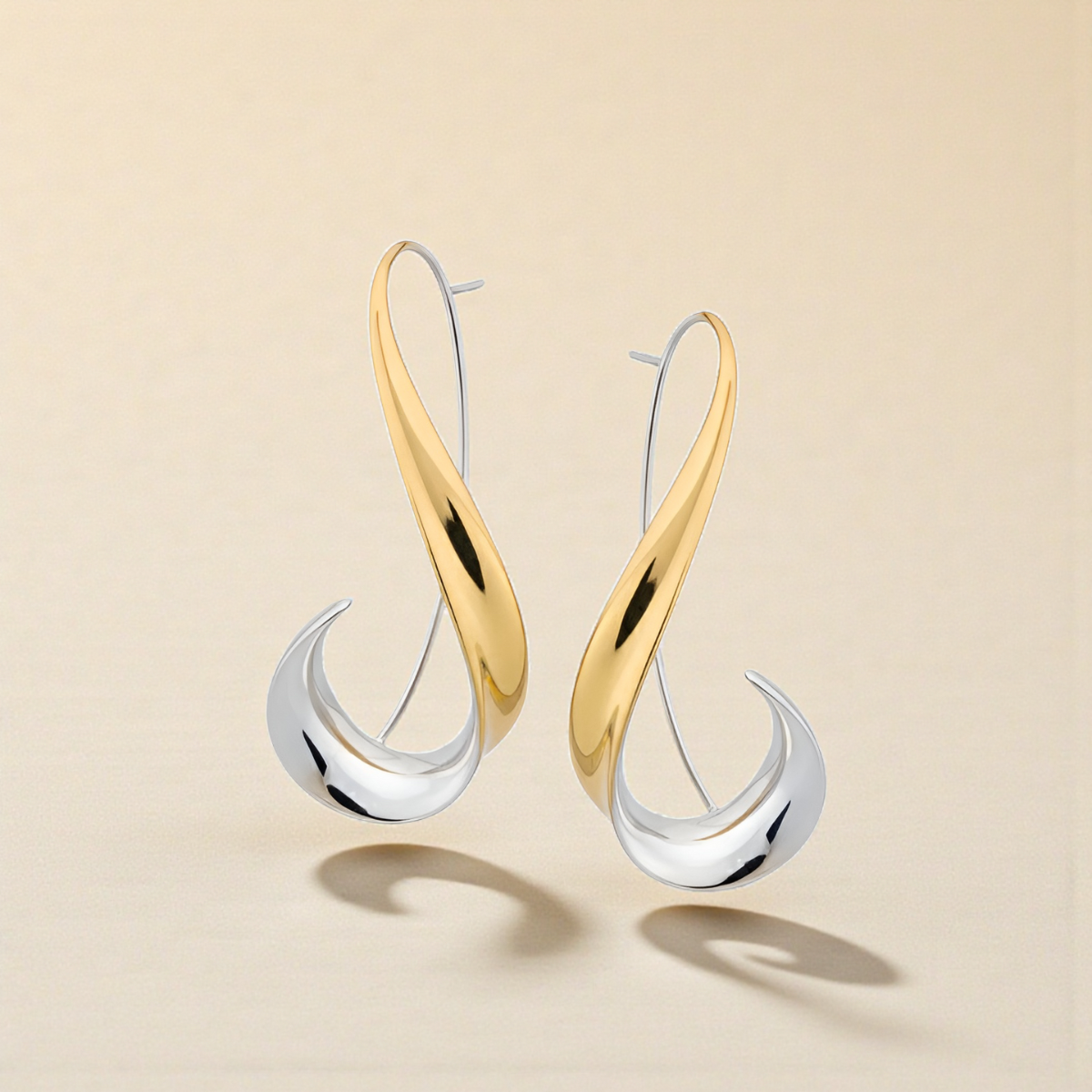 Elegant Two Tone Comfort Earrings