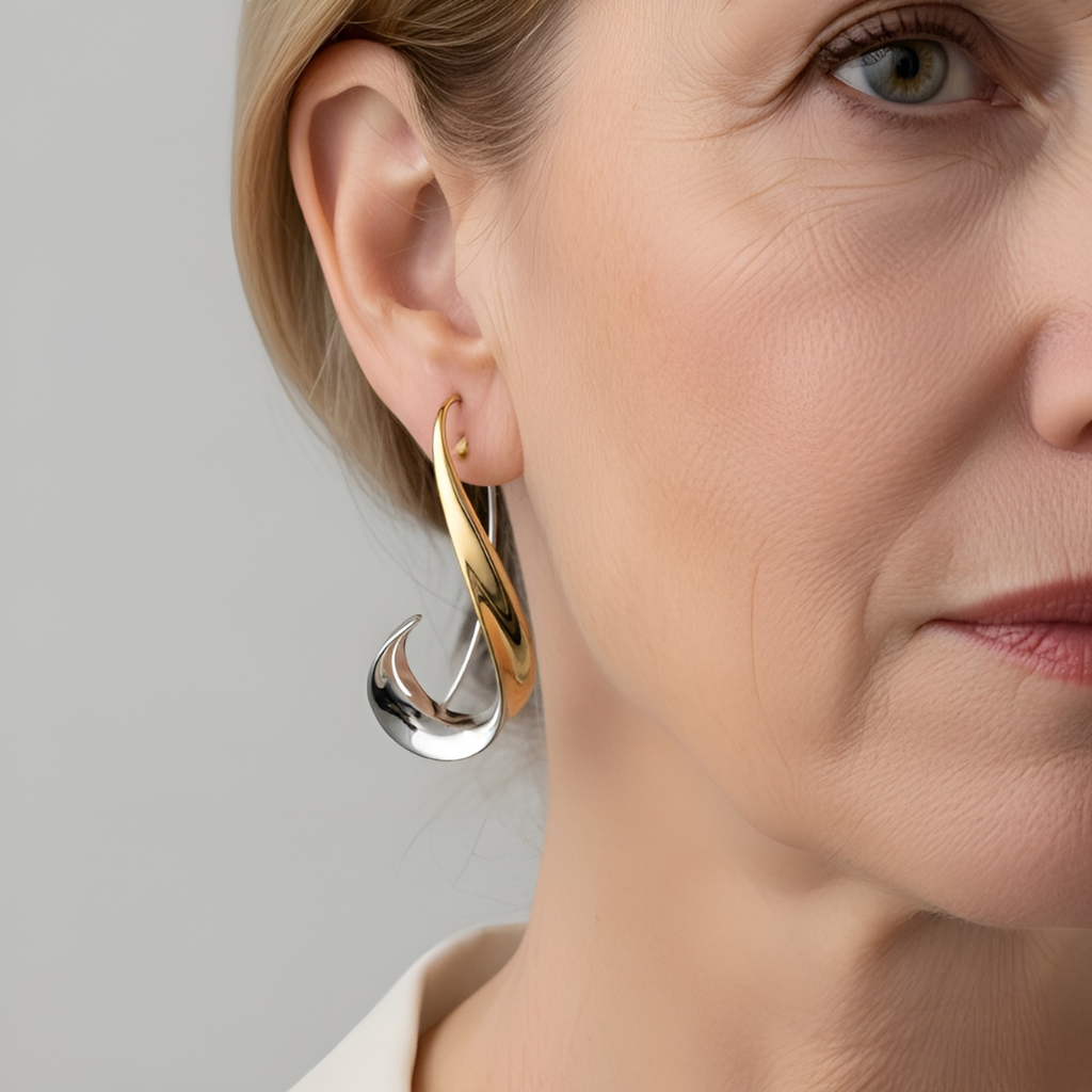 Elegant Two Tone Comfort Earrings