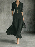 Elegant Pleated Dress with Structured Waist