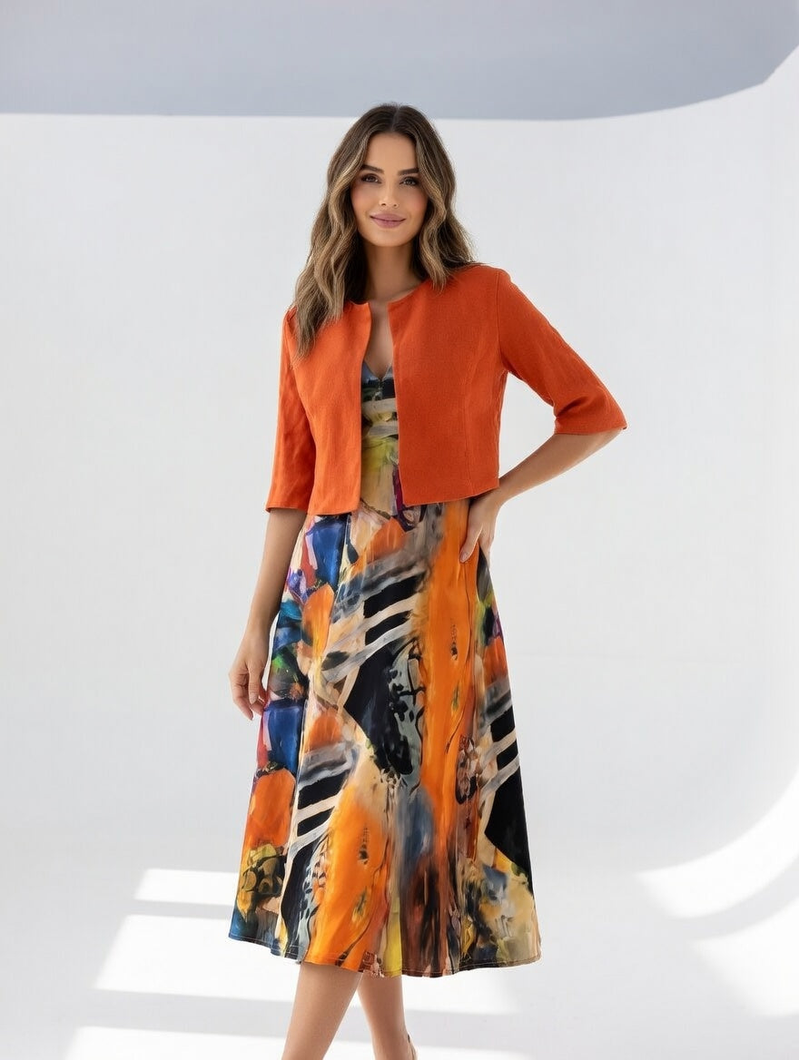 Elegant Flowy Printed Midi Dress