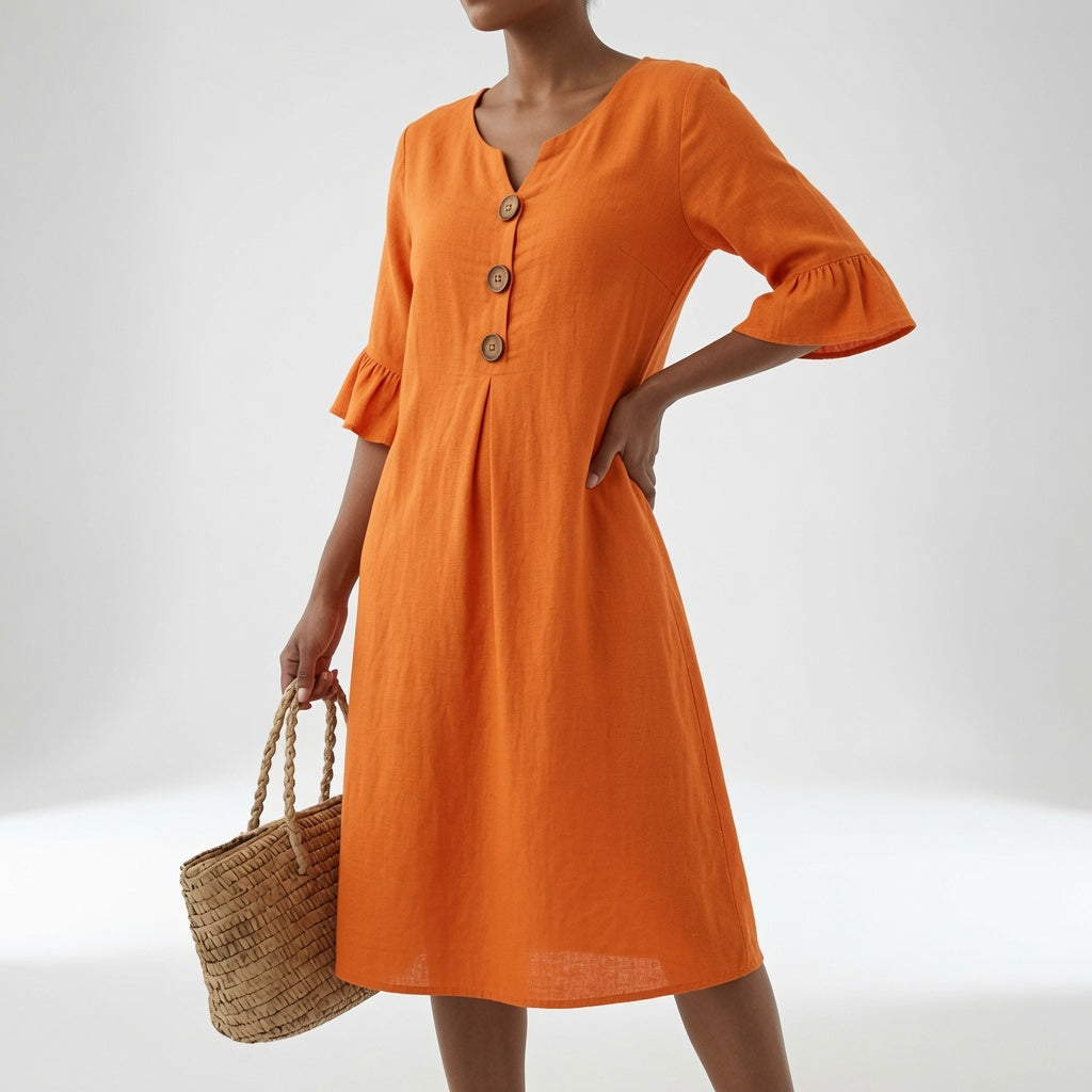 Flowy Button Front Dress Summer Elegance