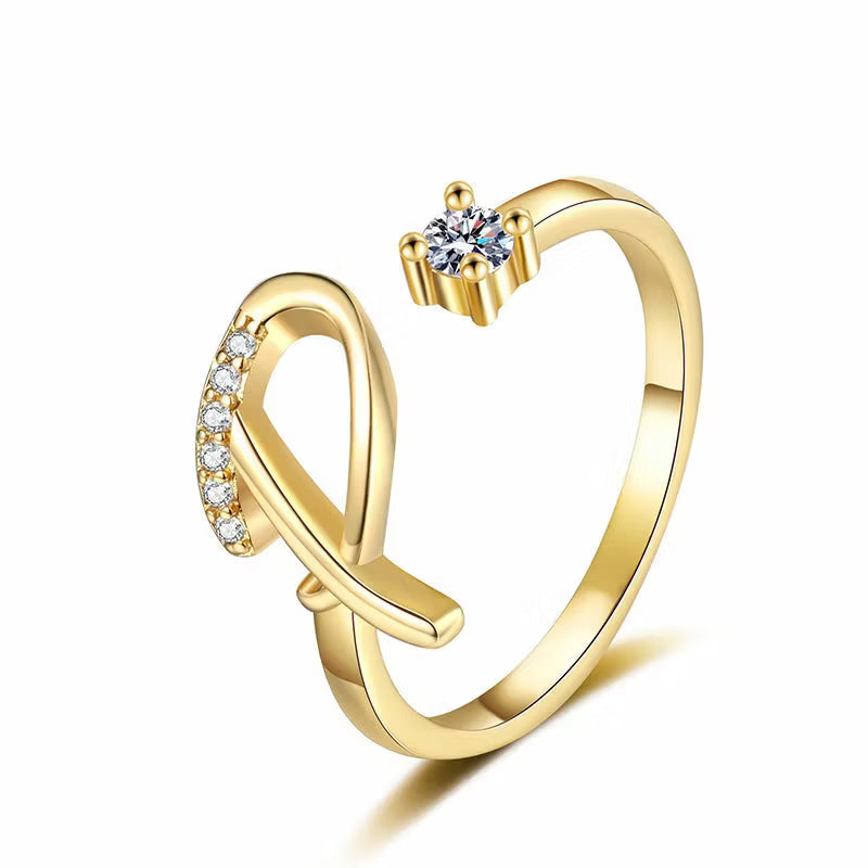Personalized Initial Heart Ring