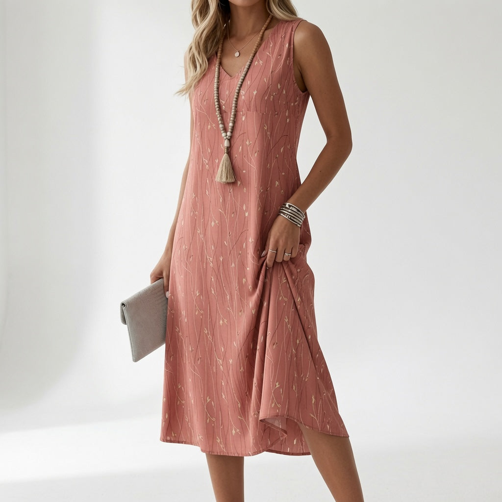 Printed Flowy Dress Summer Elegance