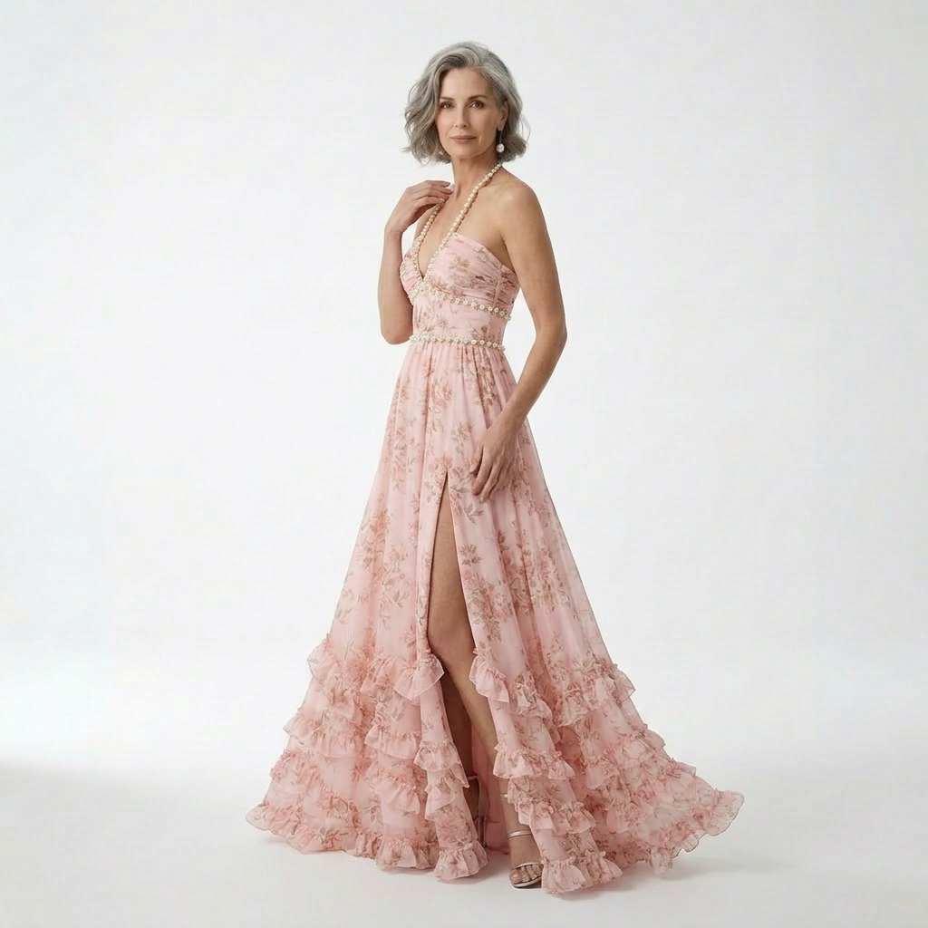Floral Maxi Dress with Slit Romantic Spirit