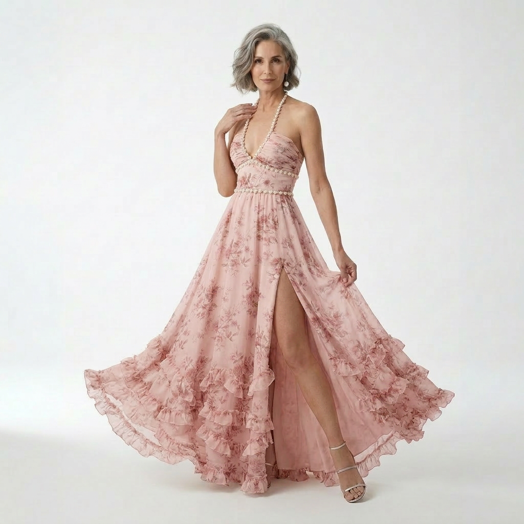 Floral Maxi Dress with Slit Romantic Spirit