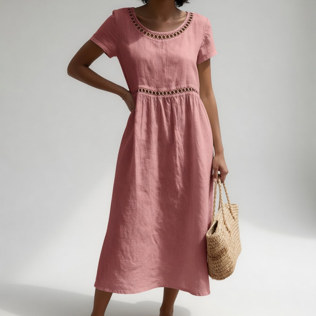 Embroidered Cotton Midi Dress Soft Femininity - Style 2