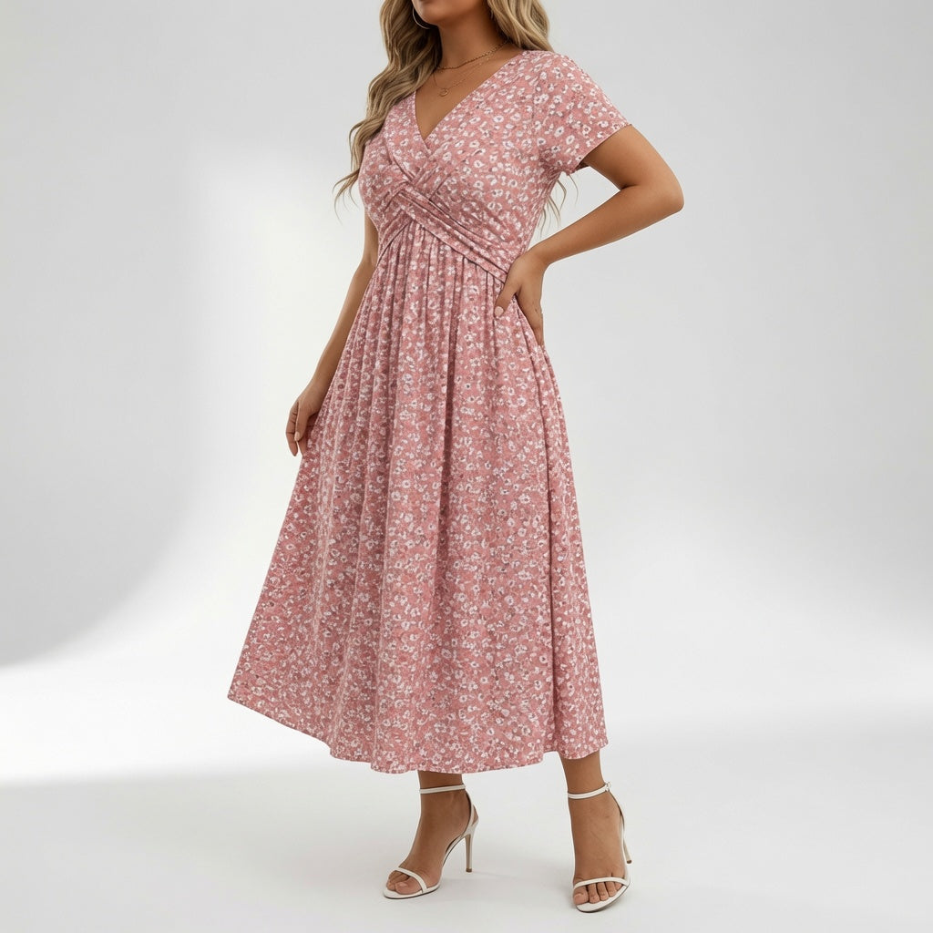 Floral Flowy Dress Romantic Elegance - White