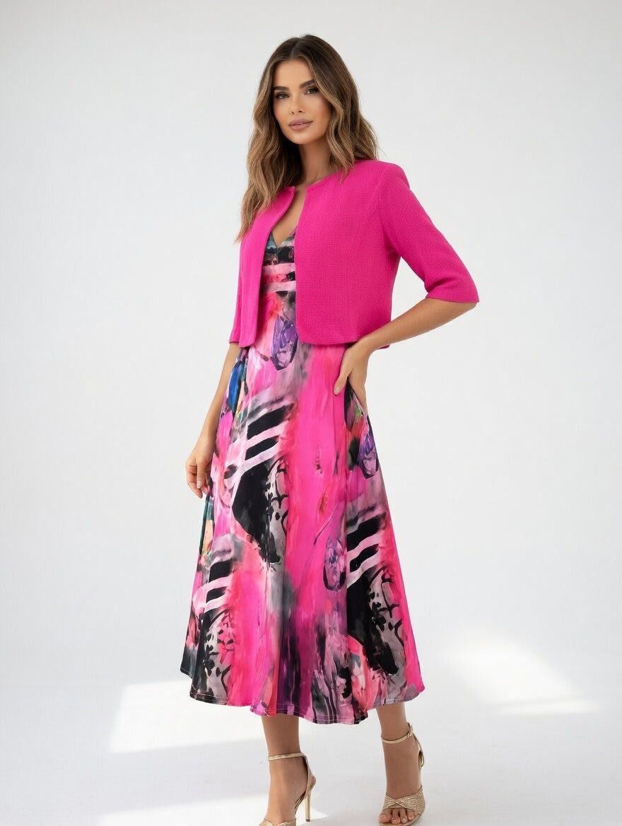 Elegant Flowy Printed Midi Dress