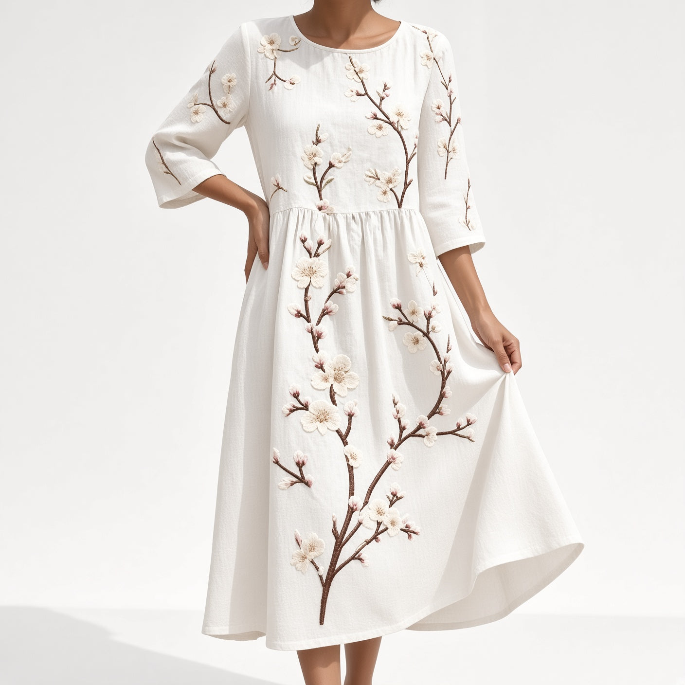 Embroidered Flowy Dress Summer Charm
