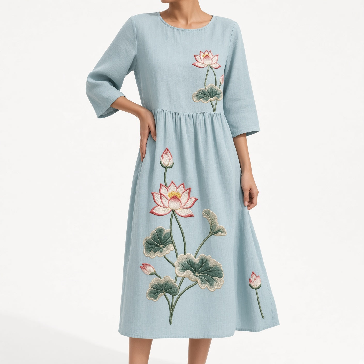 Embroidered Flowy Dress Summer Charm