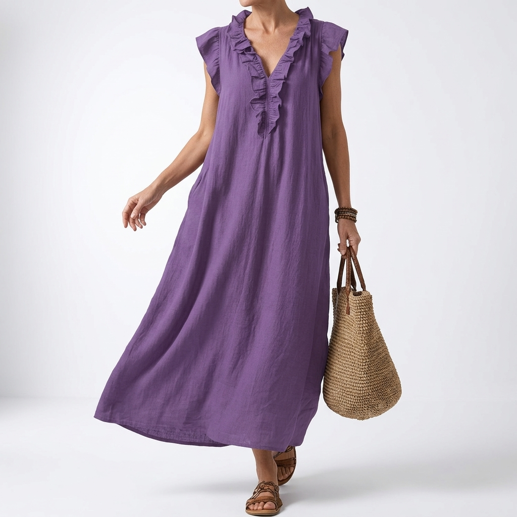 Bohemian Maxi Dress with Pockets Natural Elegance