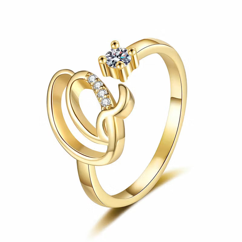 Personalized Initial Heart Ring