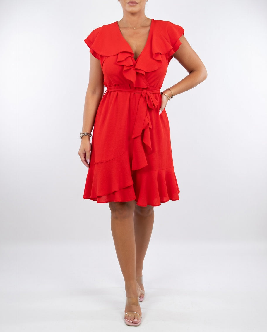 Flowy Black Wrap Dress Feminine
