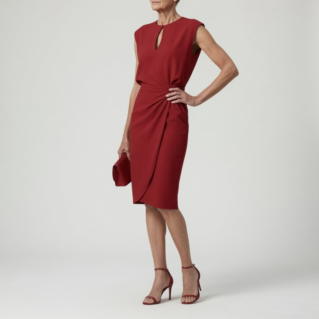 Elegant Waist Draped Midi Dress
