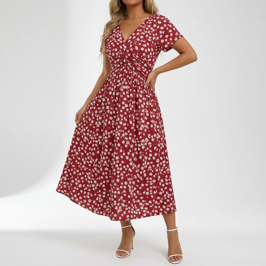 Floral Flowy Dress Romantic Elegance - White
