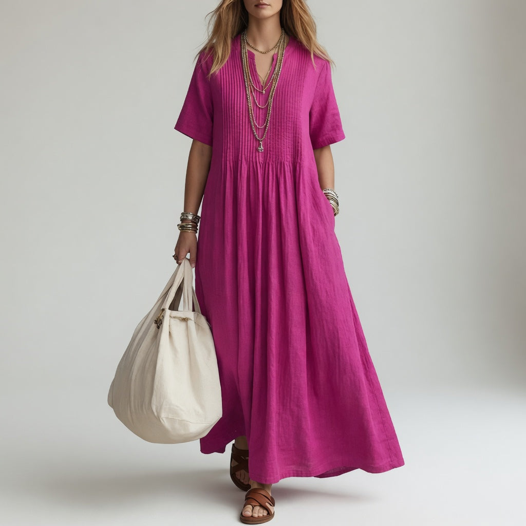 Cotton V Neck Maxi Dress Summer Freedom