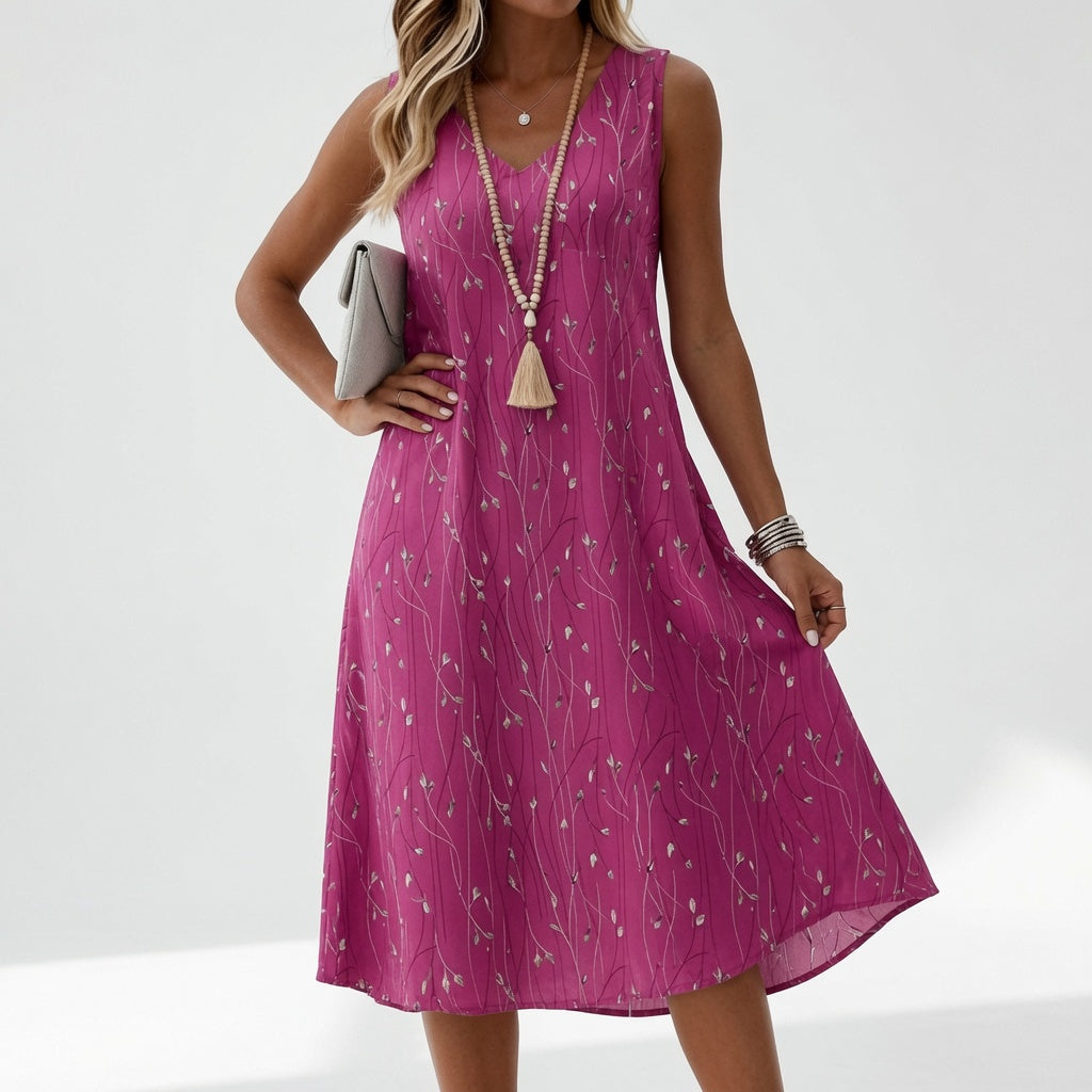 Printed Flowy Dress Summer Elegance