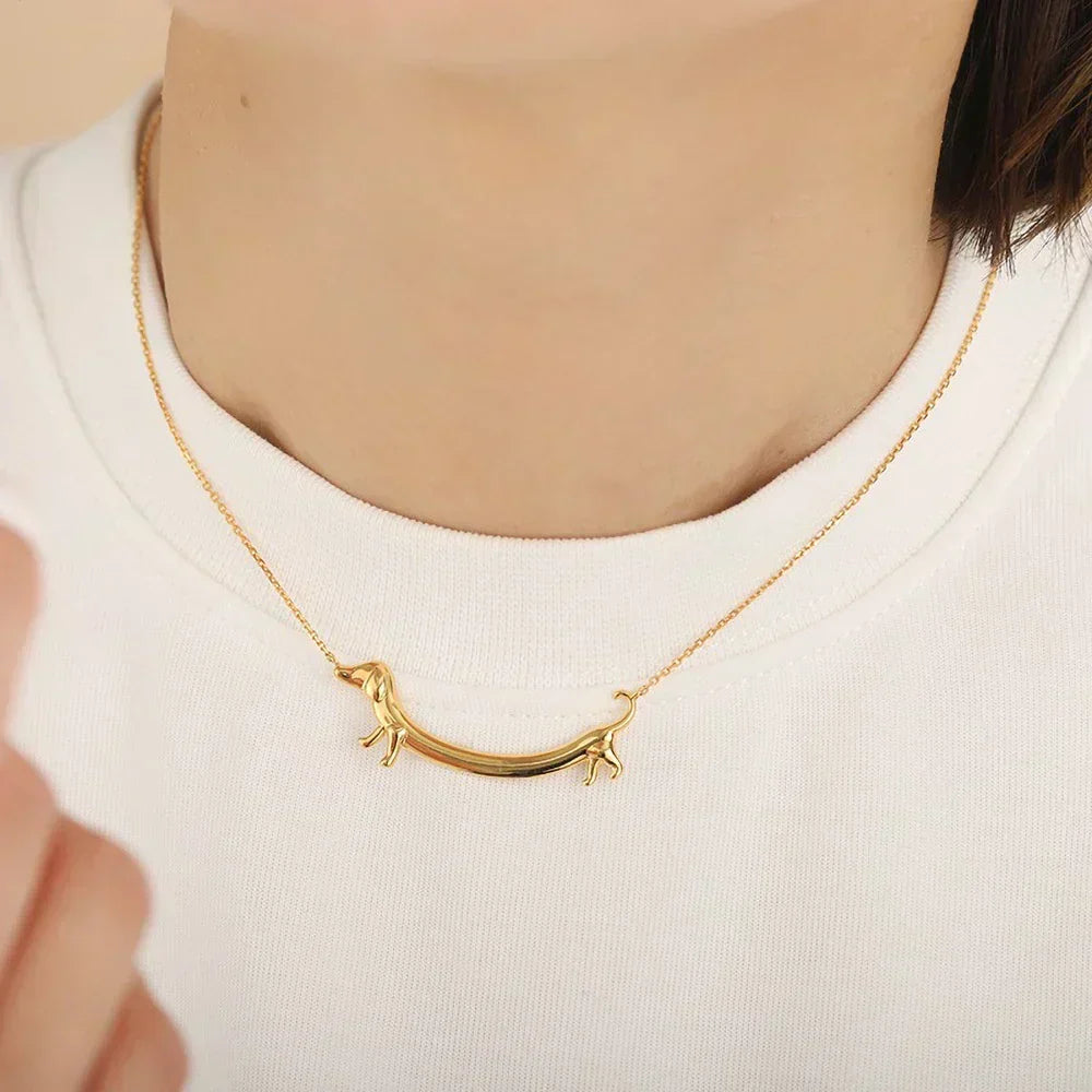 Silver and Gold Dachshund Necklace