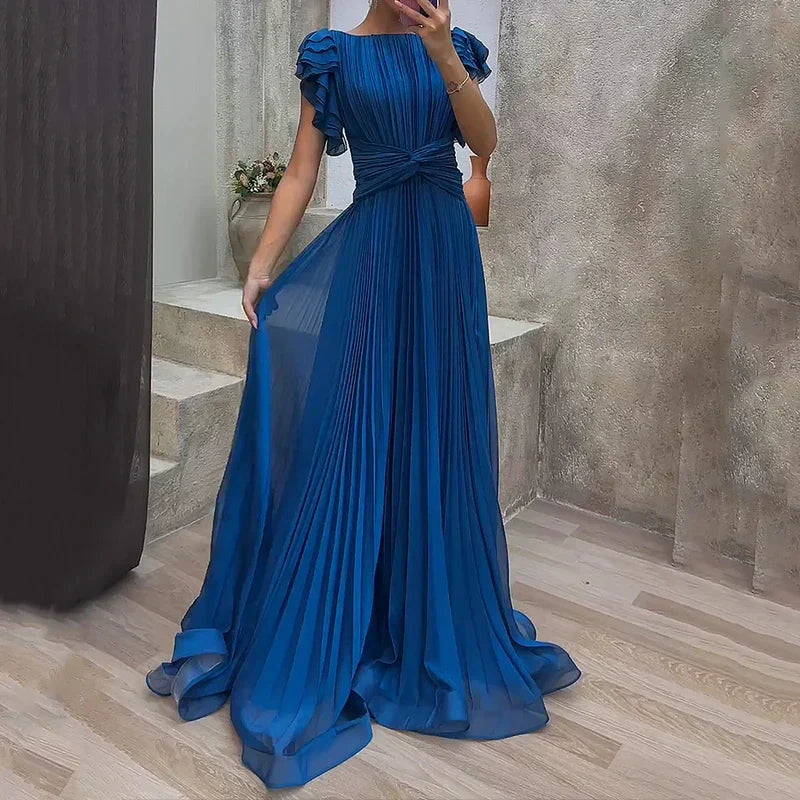 Elegant Pleated Evening Dress - Pink