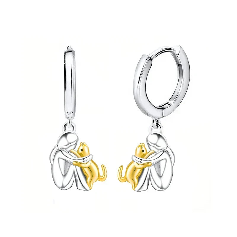 Cat Icon Earrings with Round Clasp