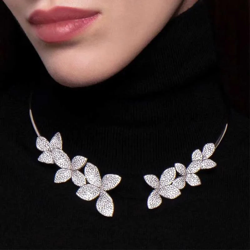 Elegant Crystal Flower Necklace