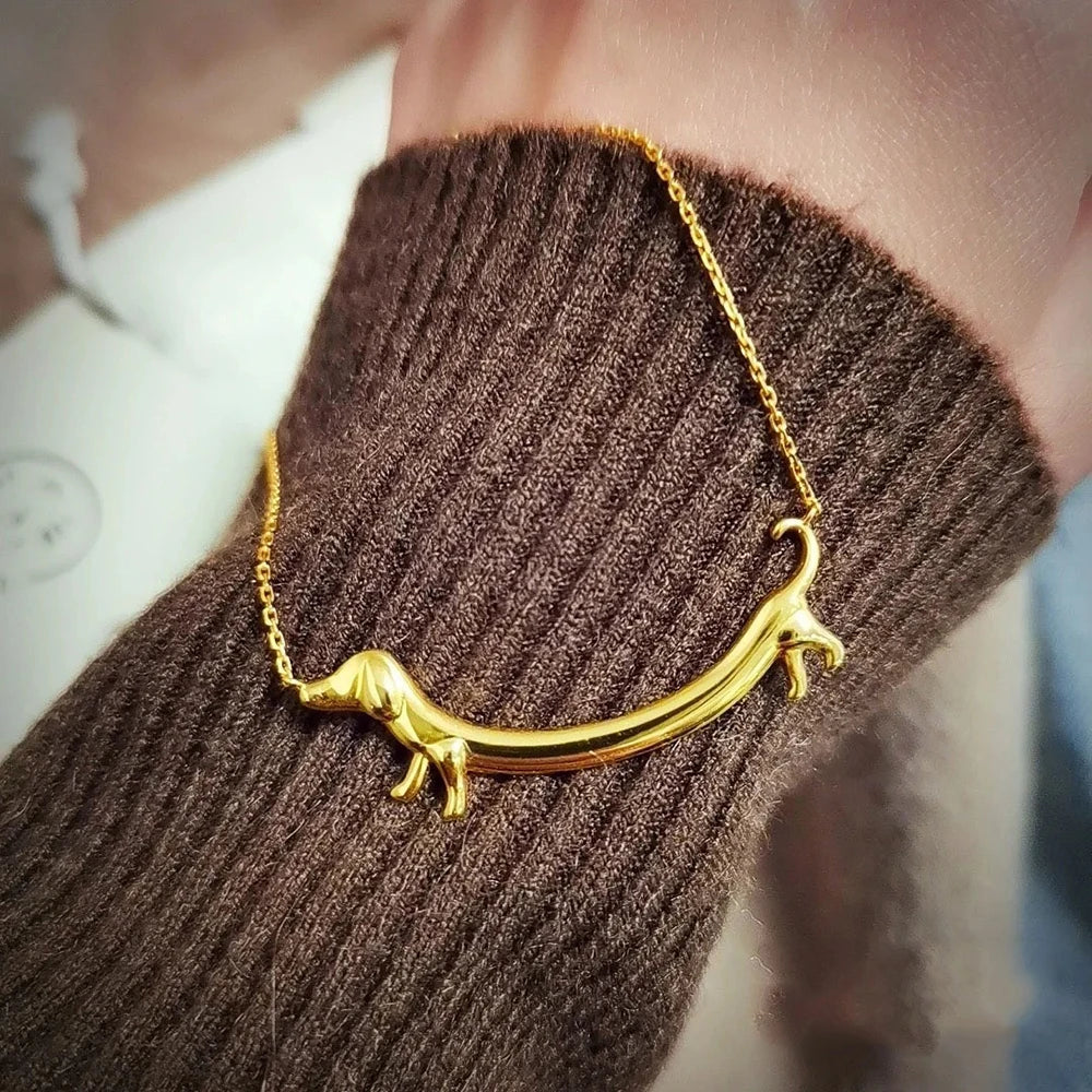Silver and Gold Dachshund Necklace