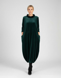 Soft Mock Neck Dress with Pockets Comfortable Elegance