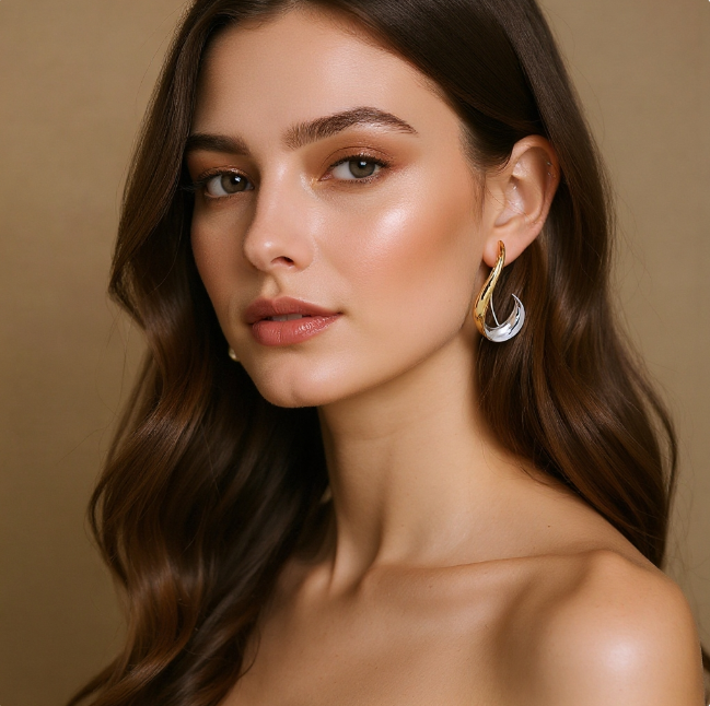 Elegant Two Tone Comfort Earrings