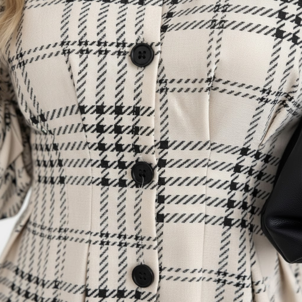 Elegant Checked Shirt Dress