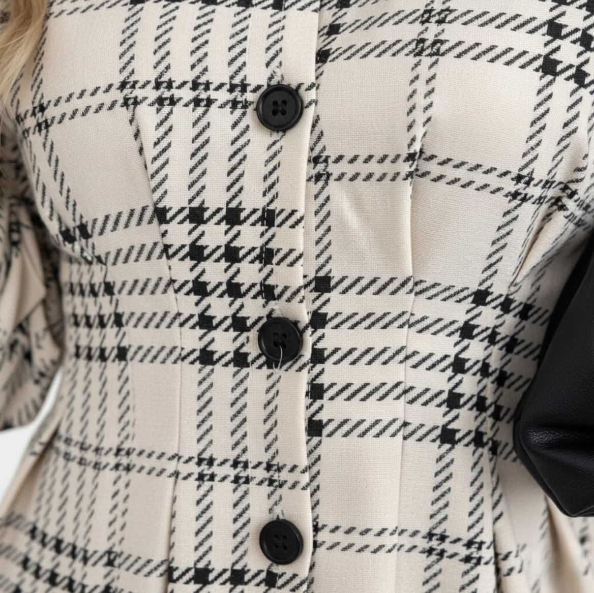 Elegant Checked Shirt Dress