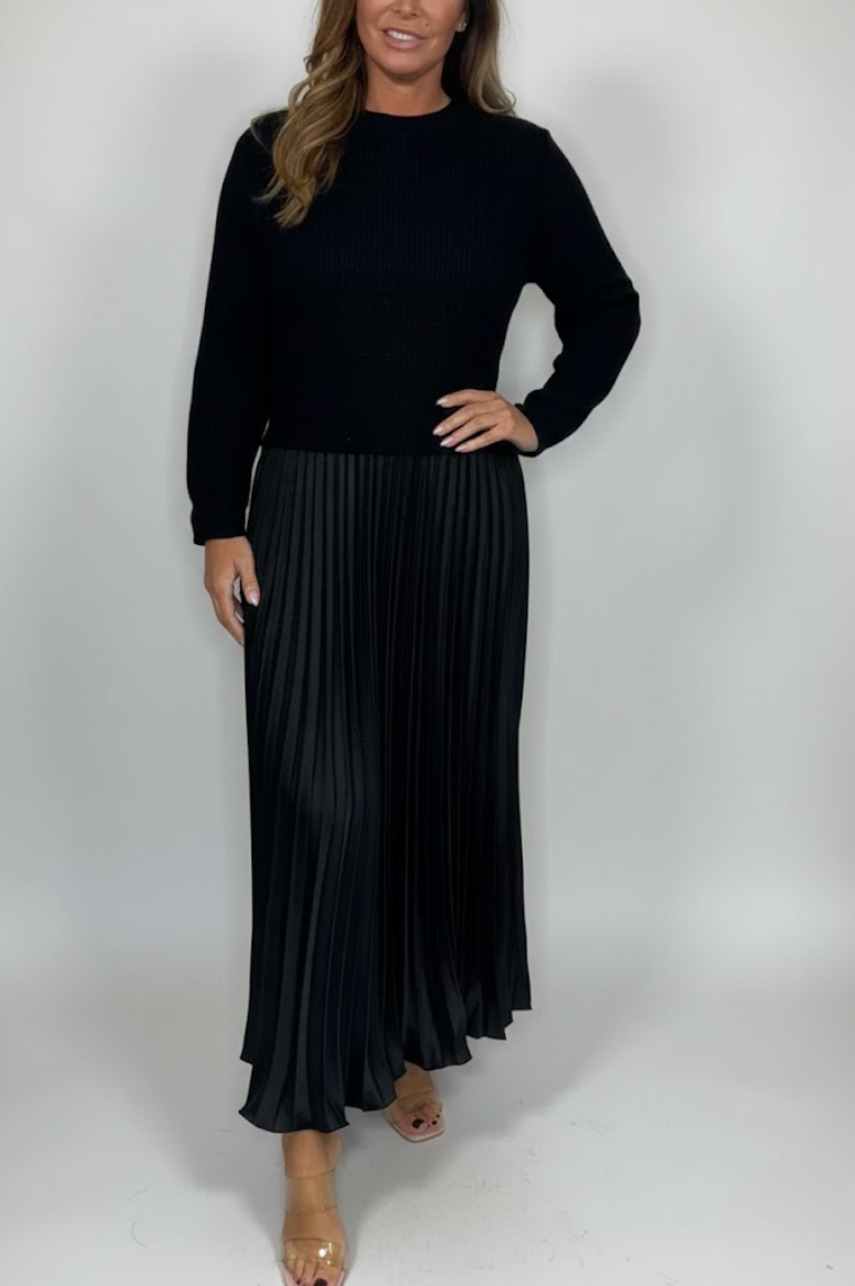 Pleated Sweater Dress Elegance and Comfort