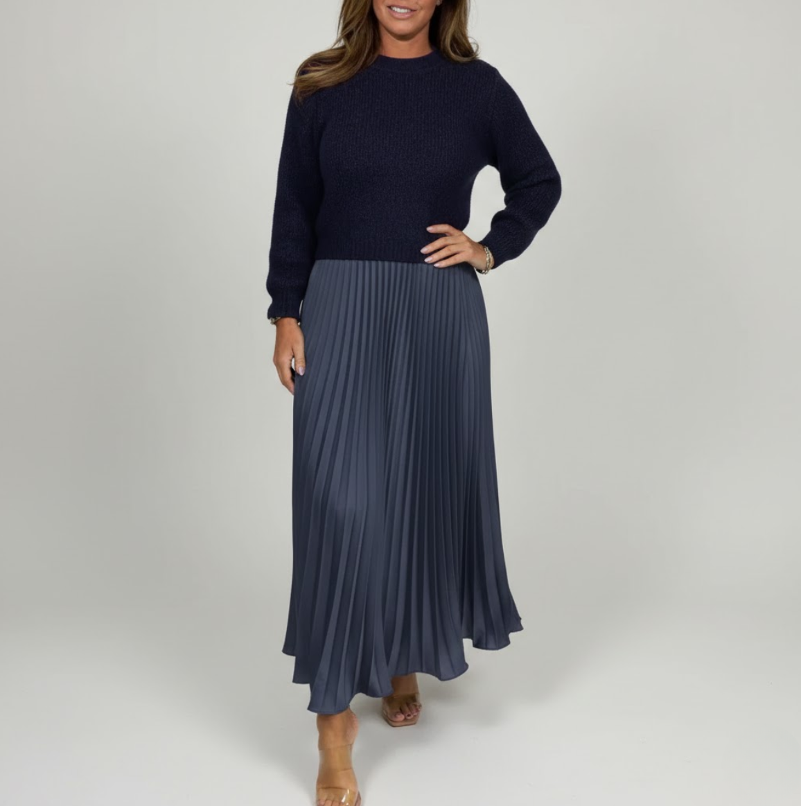 Pleated Sweater Dress Elegance and Comfort