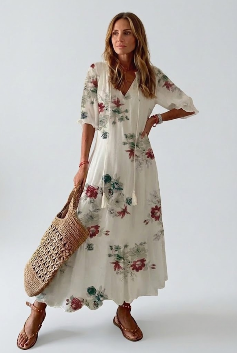 Elegant Velvet Floral Maxi Dress