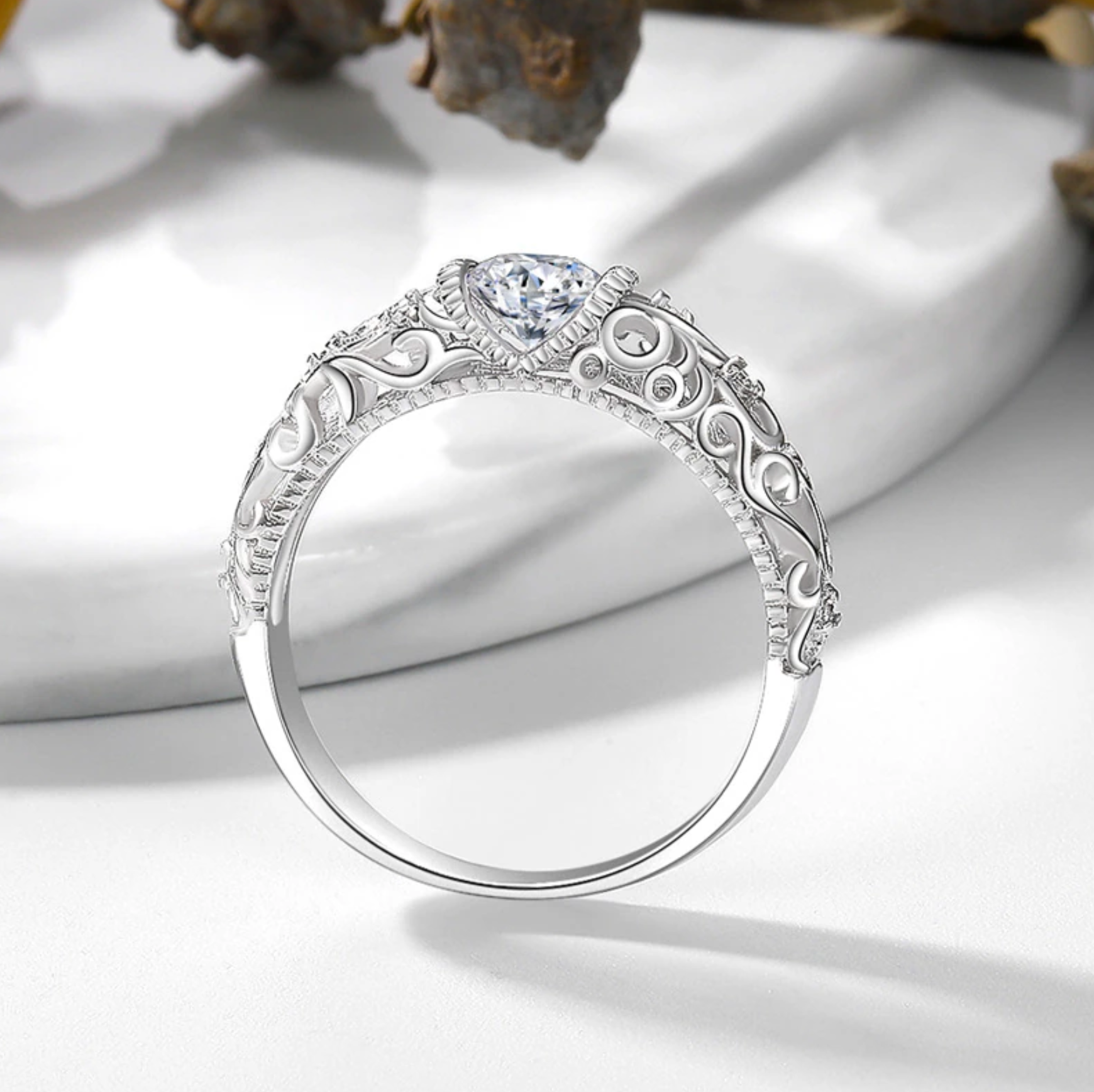 Refined Sterling Silver Cubic Zirconia Ring