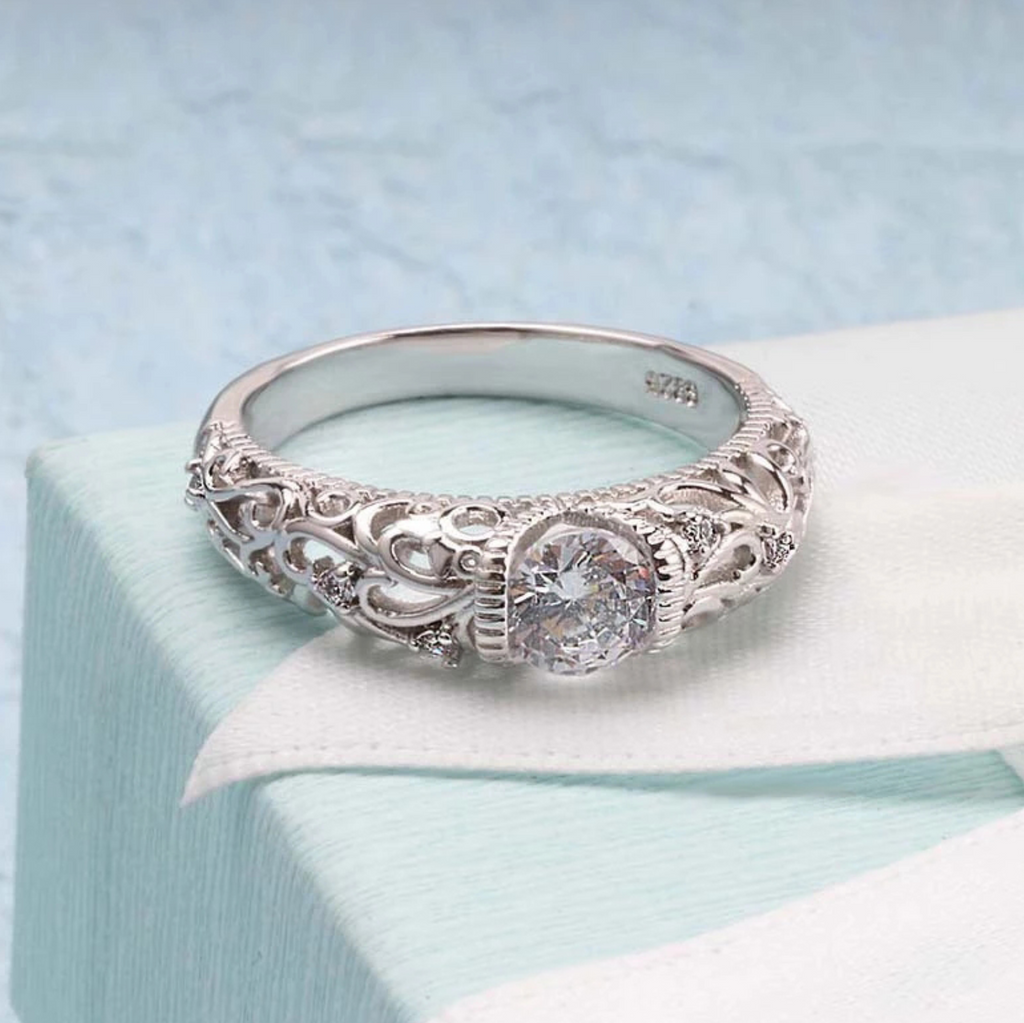 Refined Sterling Silver Cubic Zirconia Ring