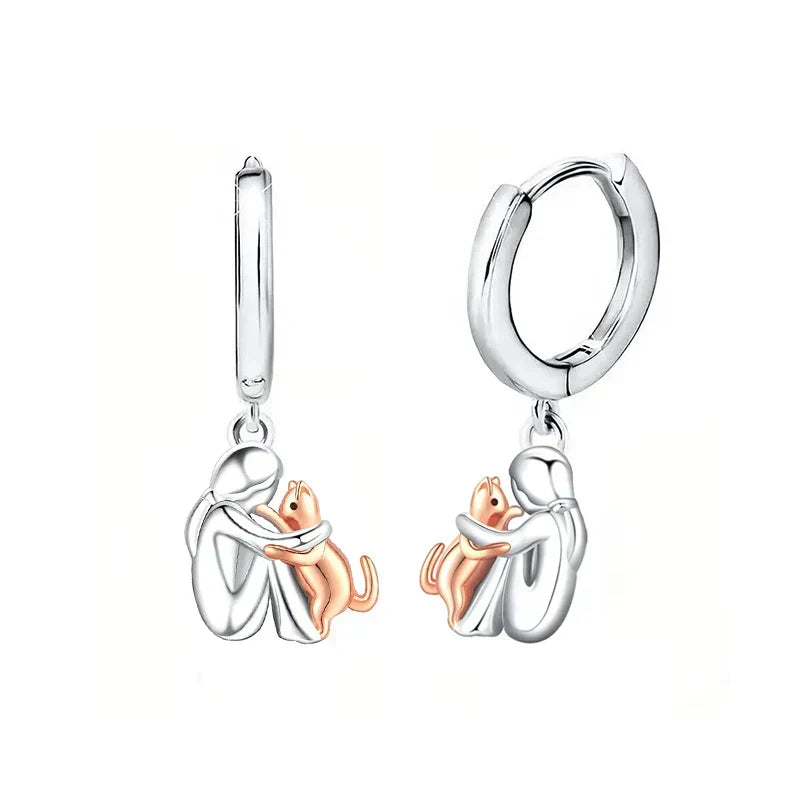 Cat Icon Earrings with Round Clasp