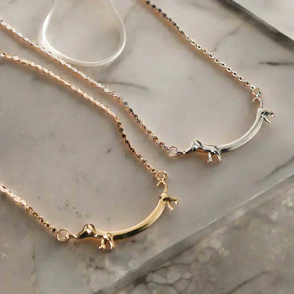 Silver and Gold Dachshund Necklace