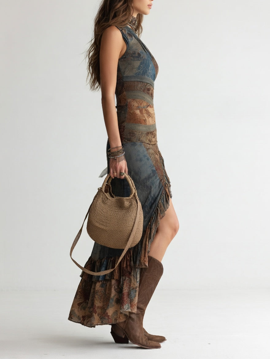 Asymmetric Bohemian Dress Sculpted Silhouette