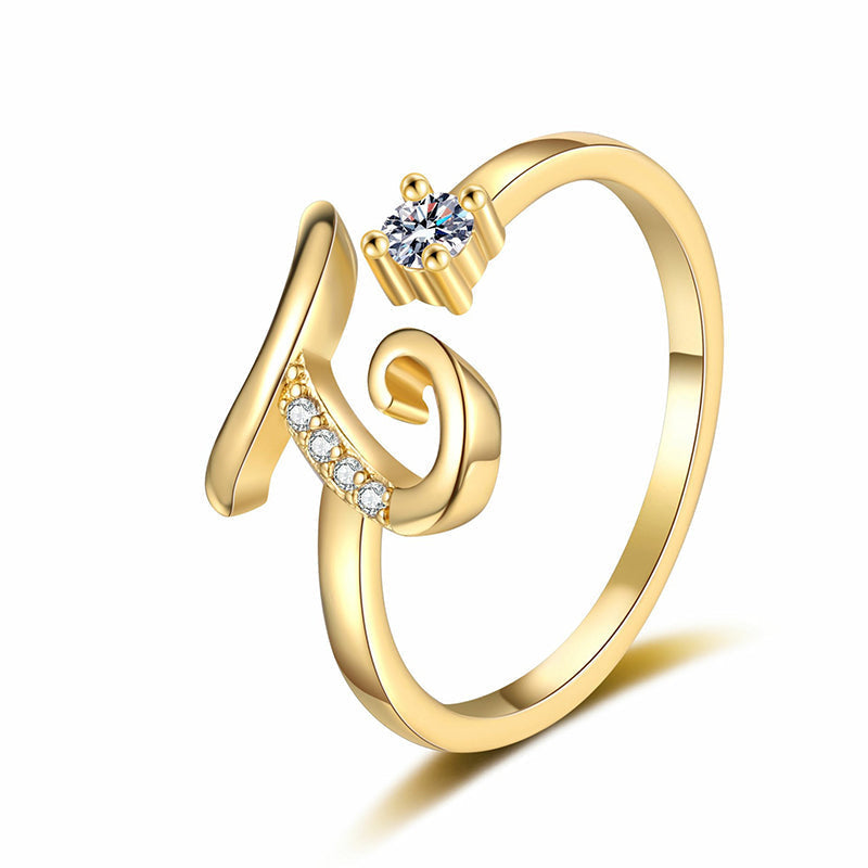 Personalized Initial Heart Ring