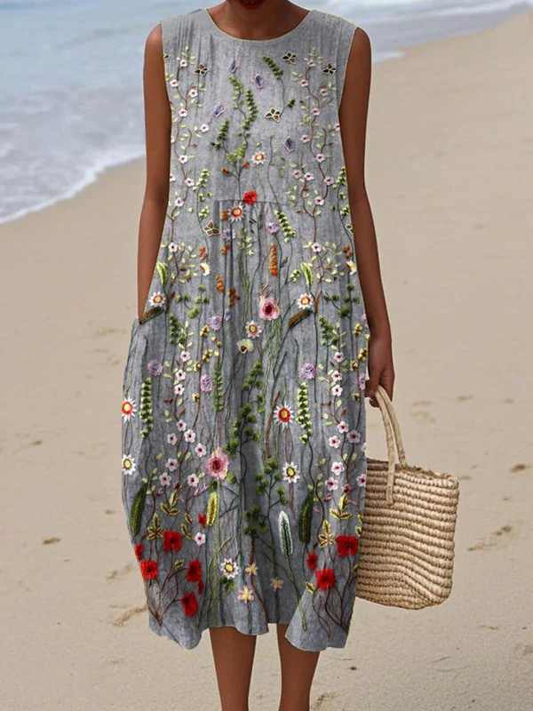 Everyday Midi Dress - Grey Floral