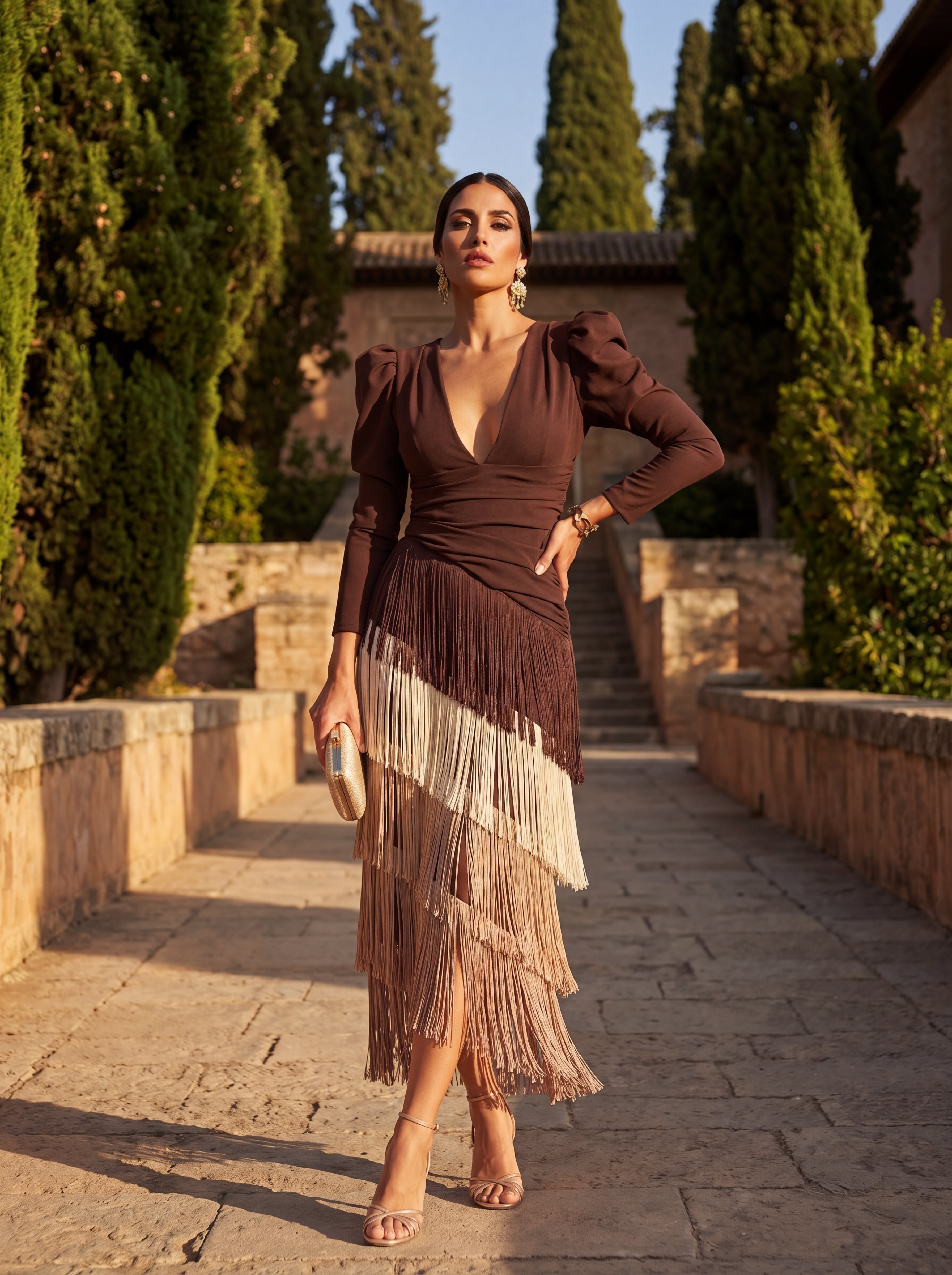 Flared Dress with Elegant Fringe